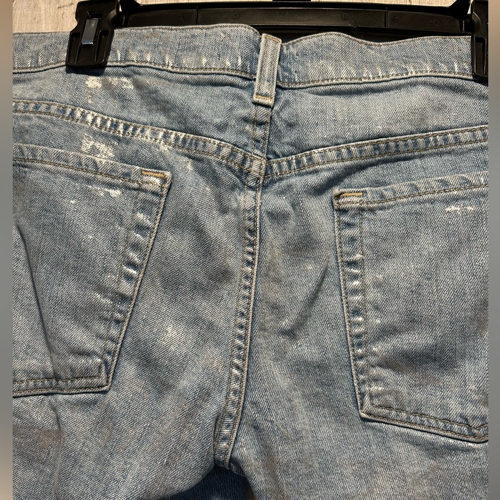 7 for all Mankind Metallic Silver Mid Rise Jean Shorts Size 32 - Picture 7 of 8